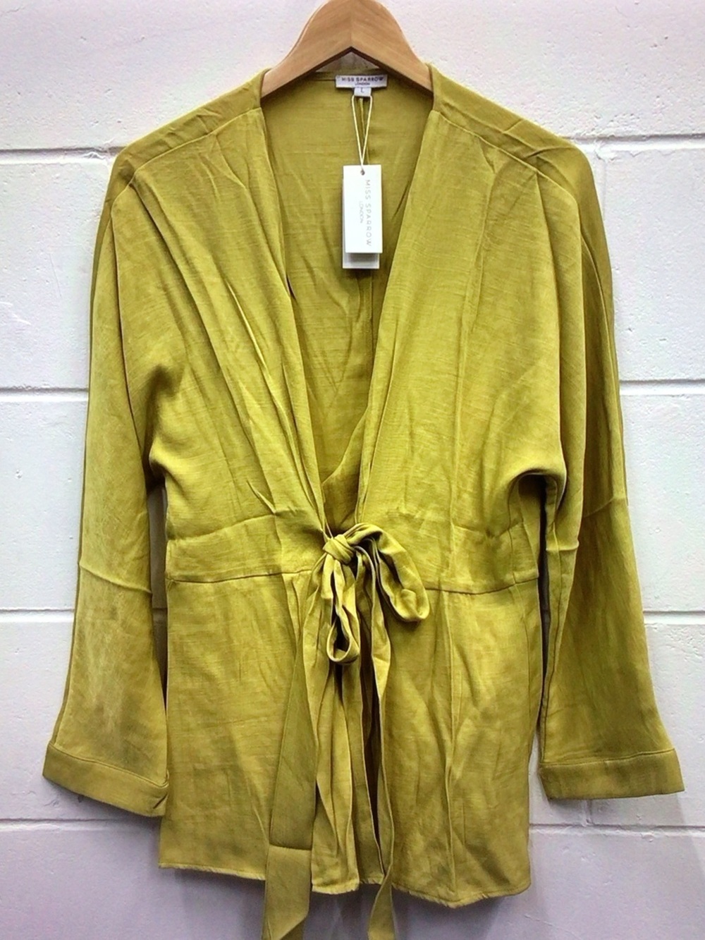 Vince Camuto Chartreuse Tie-Front Blouse